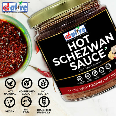 Organic Hot Schezwan Sauce (Organic, Sugar-Free, Gluten-Free, Low Carb, Ultra Low GI, Vegan, Diabetes & Keto Friendly) - 180g