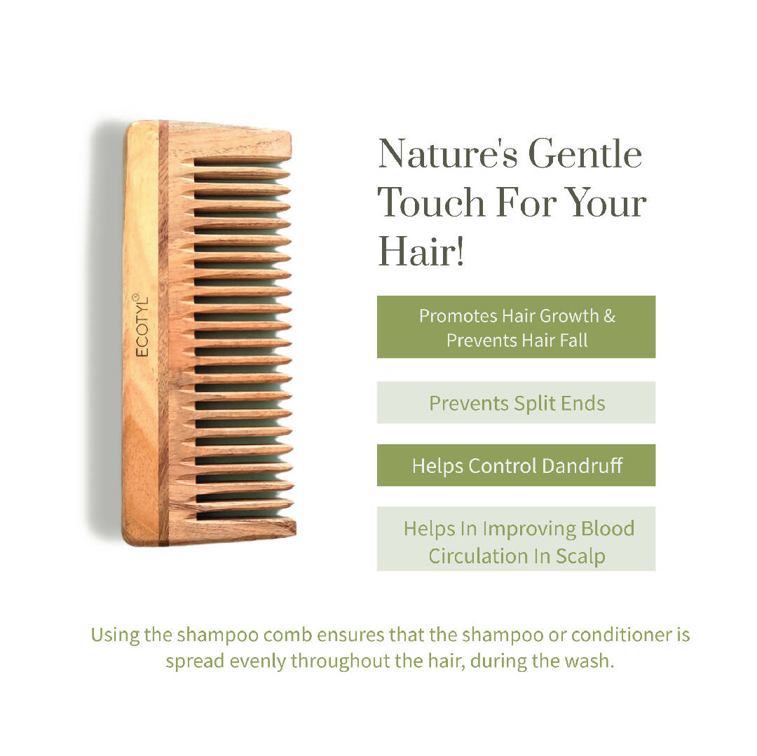 Ecotyl Neem Wood Comb (Handmade) - Shampoo