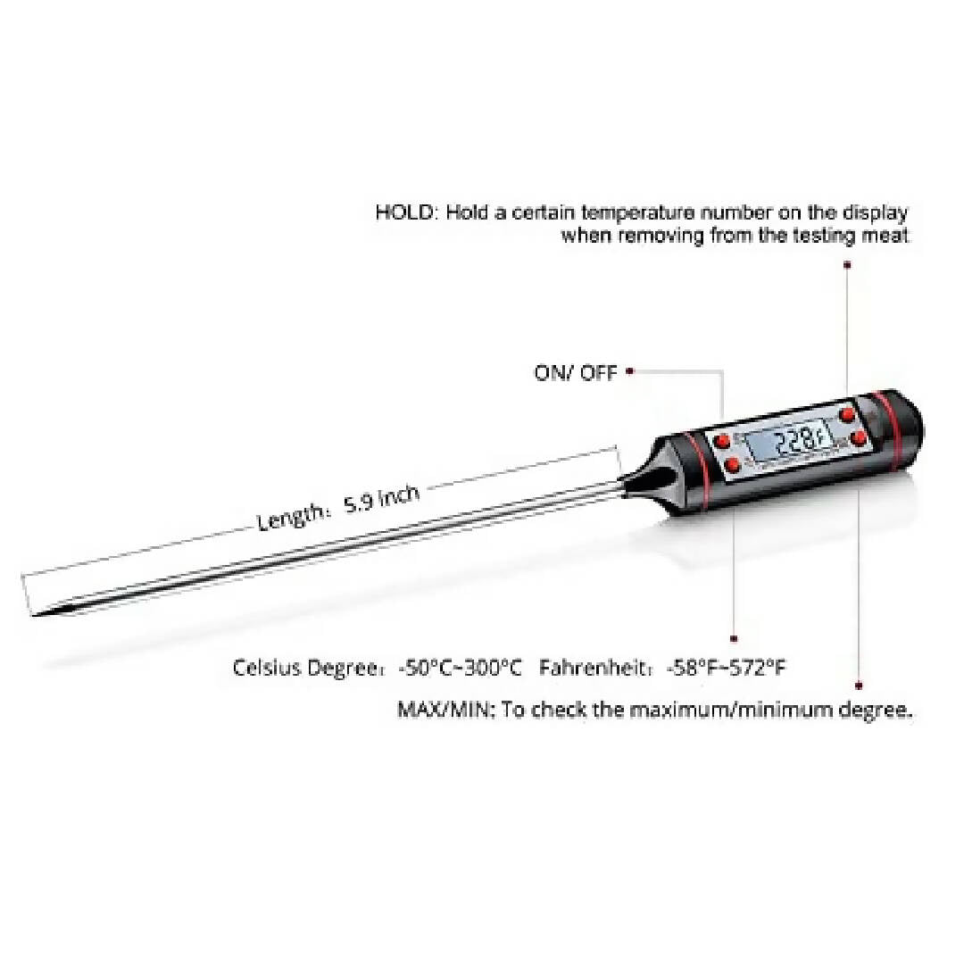 Thermocare Digital Food Temperature Plastic Thermometer Tester (Transparent)