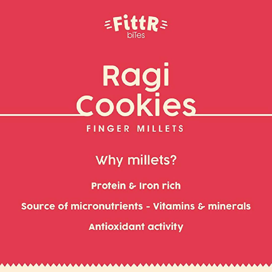 FittR Ragi Millet Cookies | Nachini | Finger millet | Pack Of 4 Boxes, Each Box 100 Grams - Fittrbites