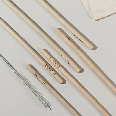 Ecotyl Bamboo Straw - Set of 6 + Straw Cleaning Brush