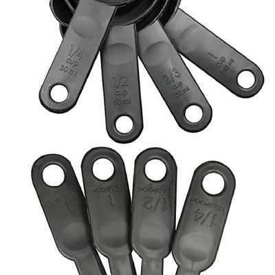 Measuring Cups and Spoons Set for Kitchen use | Used for Cooking & Baking Cakes Measuring Spoon | Spoon & Cup for Solid and Liquid | Set of 8| Black
