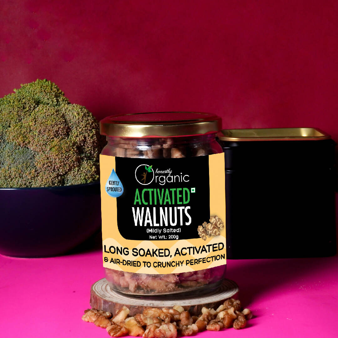 Honestly Organic Activated/Sprouted Walnuts - Mildly Salted, Long Soaked & Air Dried to Crunchy Perfection (100% Natural, No Pesticides, No Preservatives, Non-GMO, Gluten-free, Vegan) - 200g