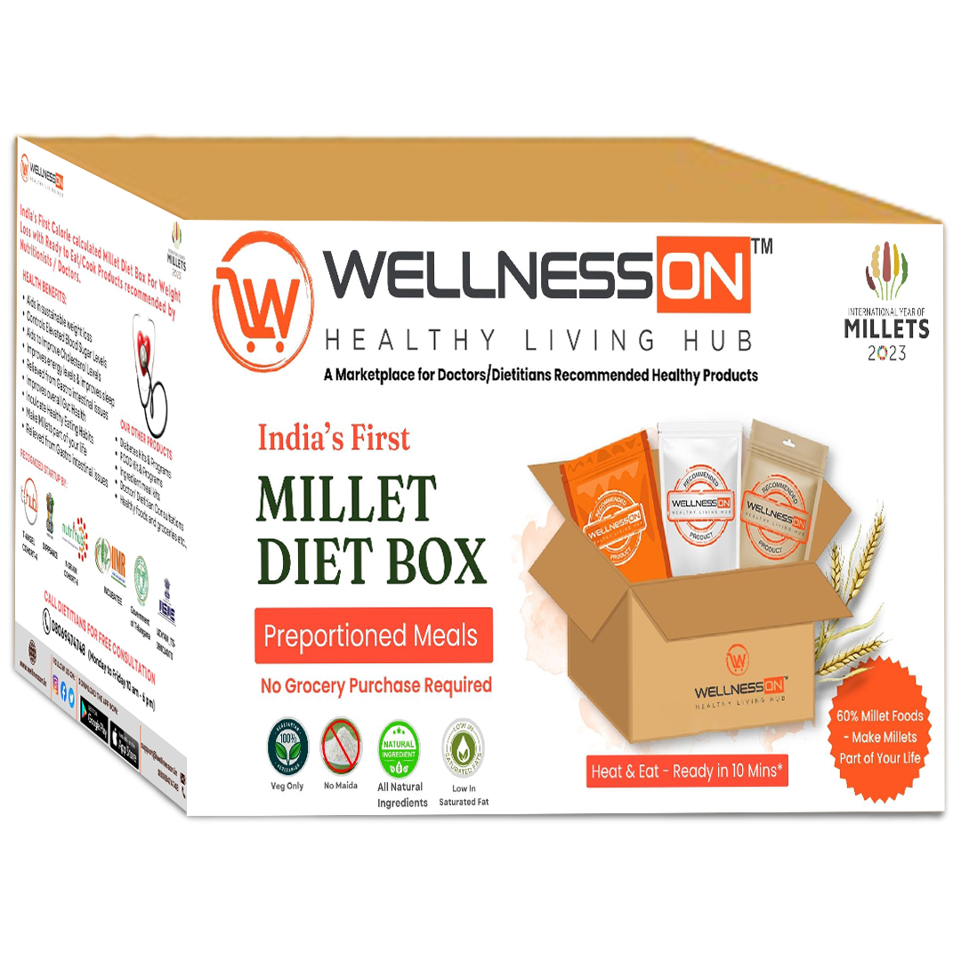 Millet Diet Box Calorie Counted Pre-Portioned Instant Meals - Add Water/Milk - Heat & Eat in 10 Mins