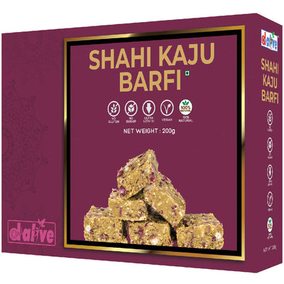 Shahi Kaju Barfi (Indian Sweets, Mithai) - 200g (USDA Organic Certified, No Gluten, No Added Sugar, No Artificial Sweeteners, Ultra Low Carb, Keto & Paleo Friendly, No Lactose, Vegan, Nutrient Dense & Tasty Snack / Dessert, No Additives, No Preservatives,