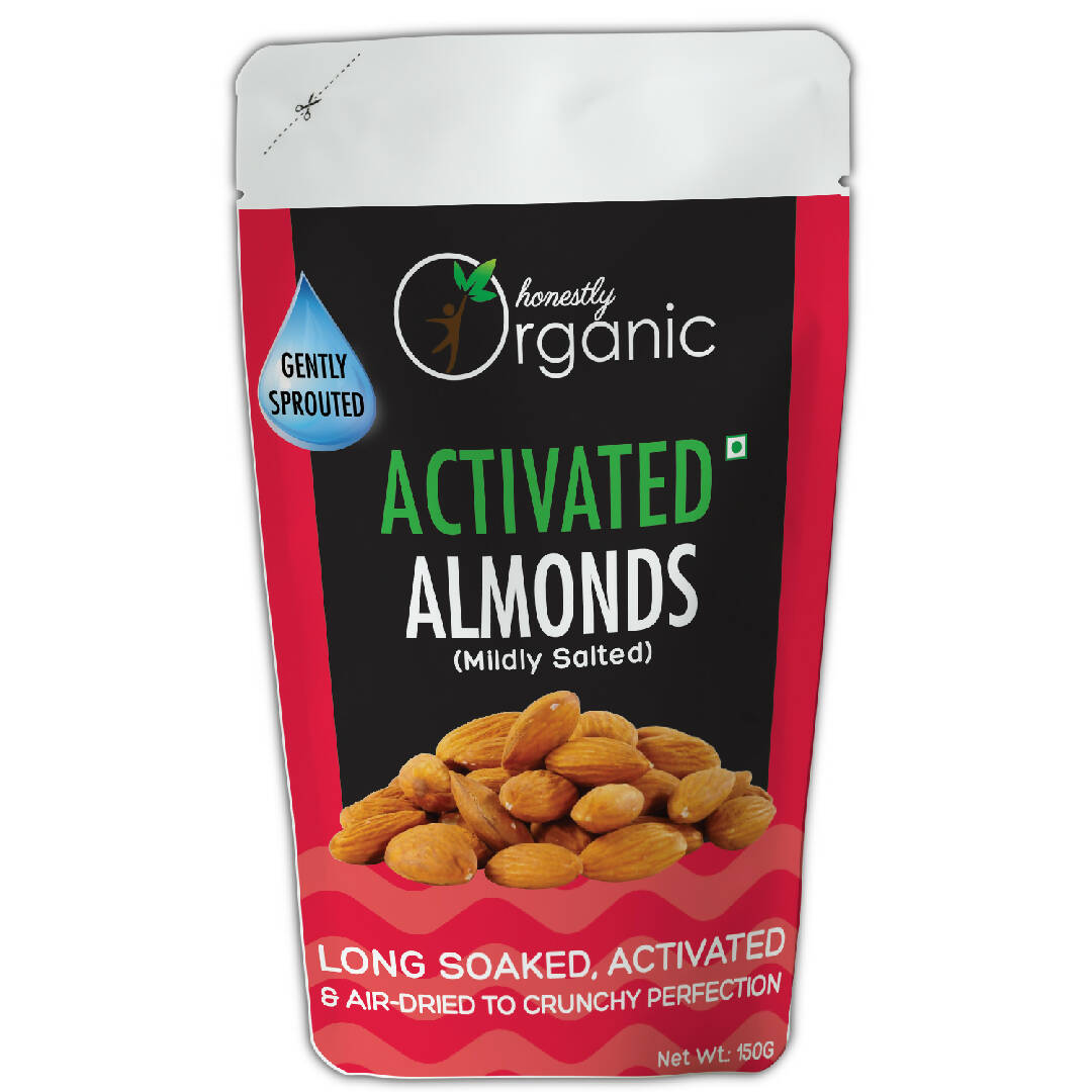 Activated/Sprouted Organic Almonds - Mildly Salted (Organic, Long Soaked & Air Dried to Crunchy Perfection) - 150g