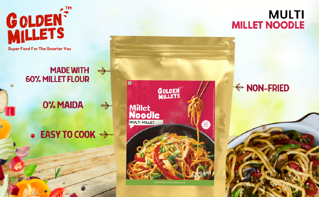 GOLDEN MILLETS Multi Millet Noodles| 0% Maida, 100% Sundried, (150gm,Pack of 2)