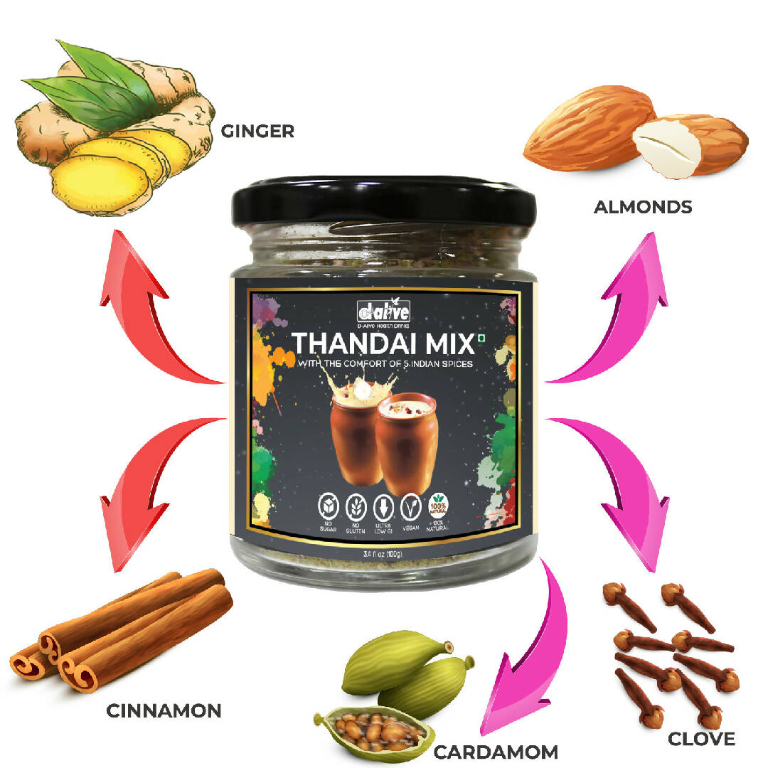 Organic Thandai Instant Drink Premix (Sugar-Free, Organic, Ultra-Low GI, Vegan, Diabetes and Keto-Friendly, No Emulsifier Antioxidant and Tasty) - 100g