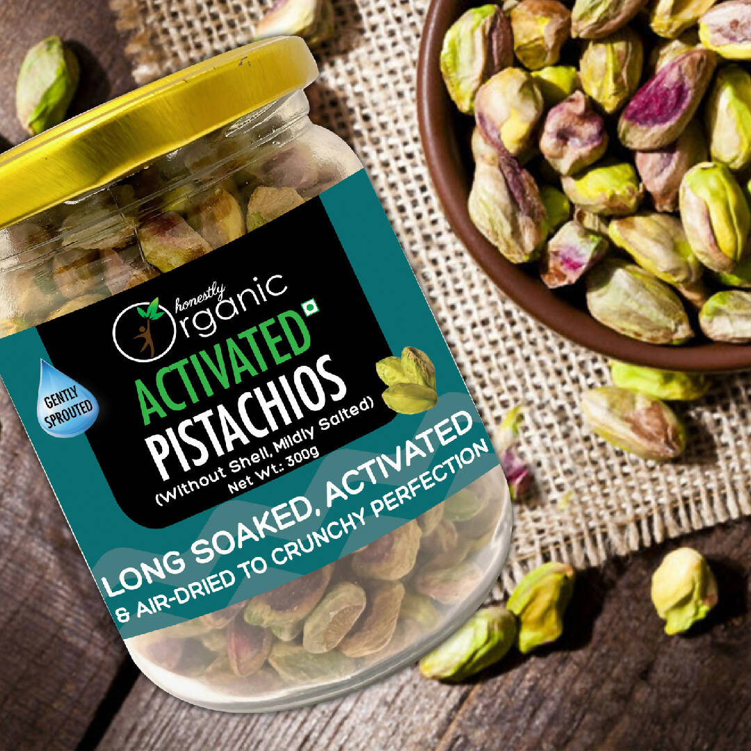 Activated/Sprouted Pistachios - Mildly Salted (100% Fresh & Natural, Long Soaked & Air Dried to Crunchy Perfection) - 300g