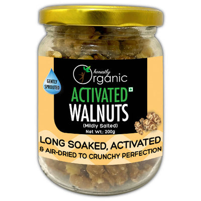 Honestly Organic Activated/Sprouted Walnuts - Mildly Salted, Long Soaked & Air Dried to Crunchy Perfection (100% Natural, No Pesticides, No Preservatives, Non-GMO, Gluten-free, Vegan) - 200g