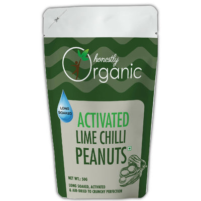 Activated/Sprouted Lime & Chilli Peanuts (100% Natural & Fresh, Long Soaked & Air Dried to Crunchy Perfection) - 50g (Pack of 2)
